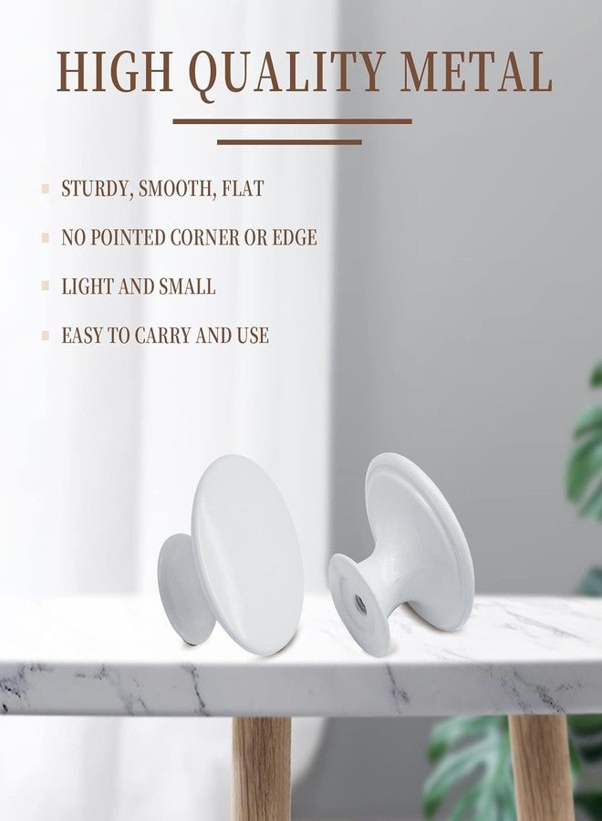 Cionyce 6 Pcs White Cabinet Knobs Metal Drawer Knobs Round Dresser Handle Knobs 1.18" Diameter Kitchen Cabinet Knobs Hardware(with Mounting Screws) - Image 4