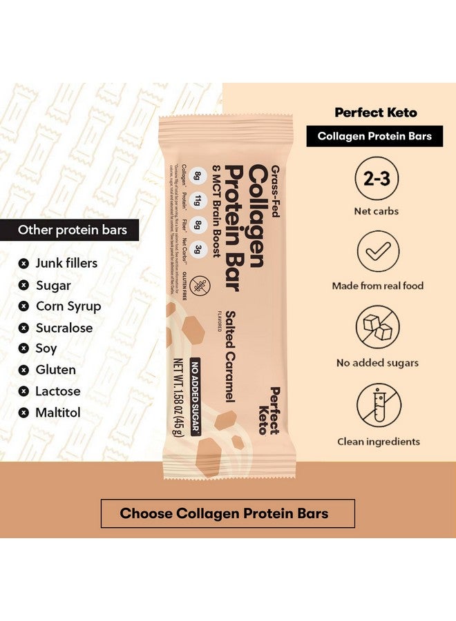 Perfect Keto Bars - The Cleanest Keto Snacks with Collagen and MCT. No Added Sugar, Keto Diet Friendly - 3g Net Carbs, 19g Fat,11g Protein - Keto Diet Food Dessert (Salted Caramel, 12 Bars) - Image 2