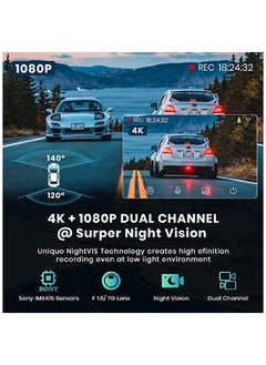 ddpai Dual Dash Camera Front and Rear 4K & 1080P with 5G WiFi & GPS - 32GB Internal Storage (Up to 128GB) with Sony Night Vision  - Image 5