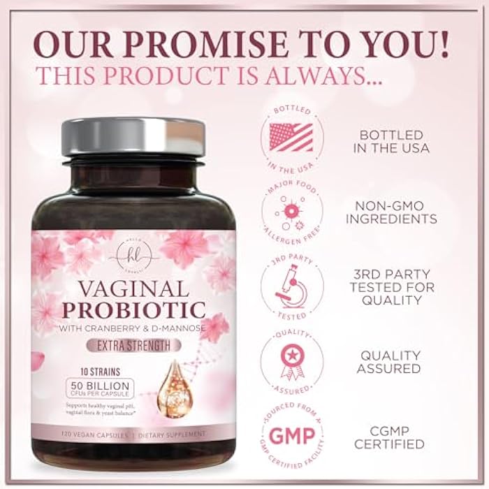 Hello Lovely! Vaginal Probiotics for Women - Gently Support Feminine Health, pH Balance, Healthy Odor & Vaginal Flora - 50 Billion CFU per Capsule - Improved Formula with Lactobacillus & Cranberry - 120 Capsules - Image 4