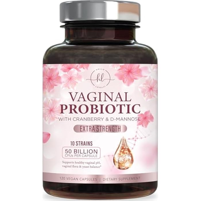 Hello Lovely! Vaginal Probiotics for Women - Gently Support Feminine Health, pH Balance, Healthy Odor & Vaginal Flora - 50 Billion CFU per Capsule - Improved Formula with Lactobacillus & Cranberry - 120 Capsules - Image 1