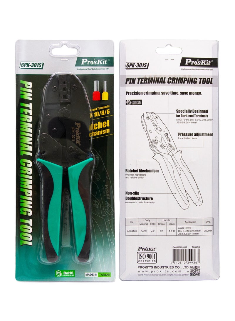 Proskit Proskit Pin Terminal Crimping Tool, AWG 6/8/10, High-Precision, Durable Steel Frame, 220mm  - Image 2