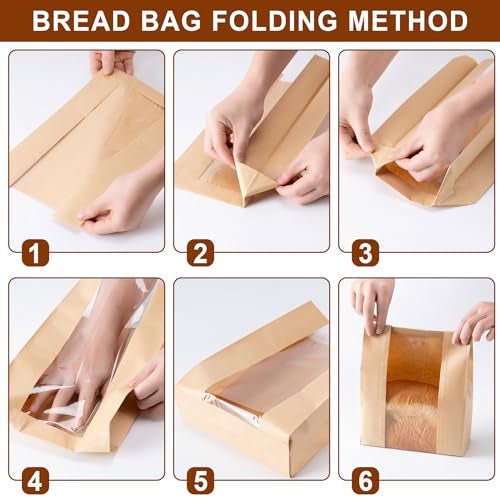 Hoewina 50Pcs Sourdough Paper Bread Bags for Homemade Bread with Window, Includes 50PCS Label Seal Stickers for Food Storage(50% Thicker 13.7x8.3x3.5 in - Large) - Image 5