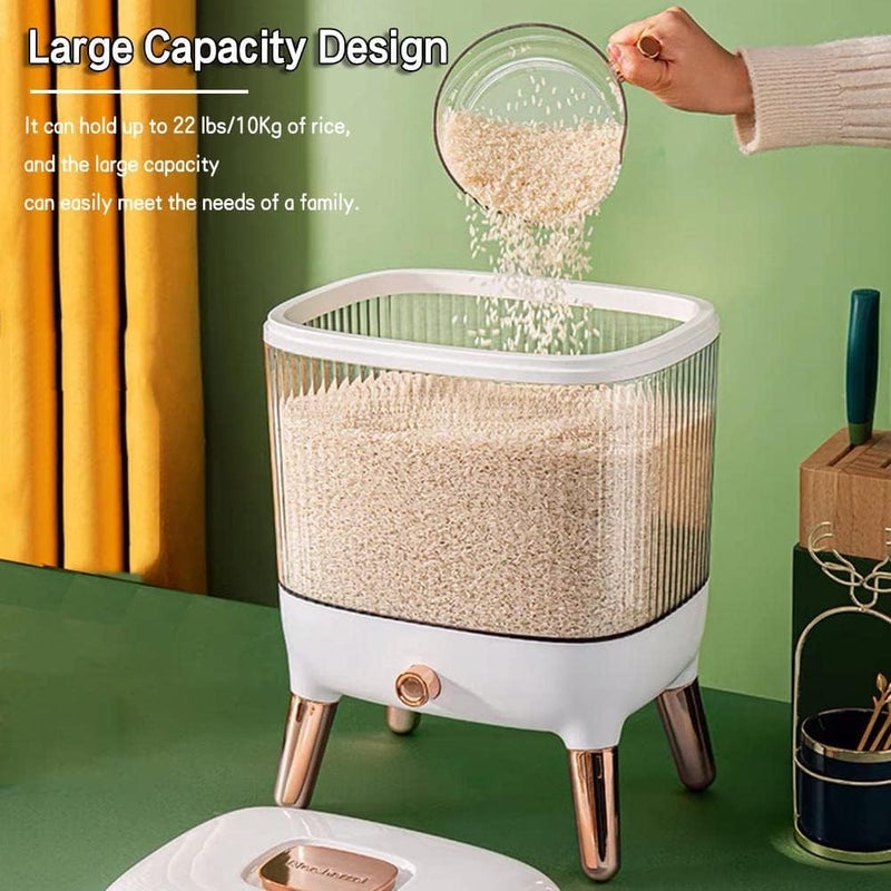 EVVIX EVVIX Rice Dispenser Cereal Dispenser Automatic Rice Bucket Cereal Dispenser countertop Thickened Sealed Dry Food Dispenser 10kg Kitchen Rice Storage Container  - Image 3