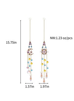 Generic 2 Pcs Crytsal Suncatcher Amethyst Decor Sun and Moon Pendant Wall Decor for Window Moon Dream Catchers with Crystals Rainbow Maker Garden Indoor Outdoor Home Decorations  - Image 3