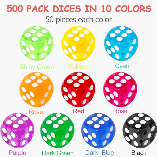 Beieverluck 100 Pieces Colored Dice Bulk Set 14 MM 6 Sided Standard Dices for Classroom Teaching Board Game Playing and Rolling 10 Colors - Image 5
