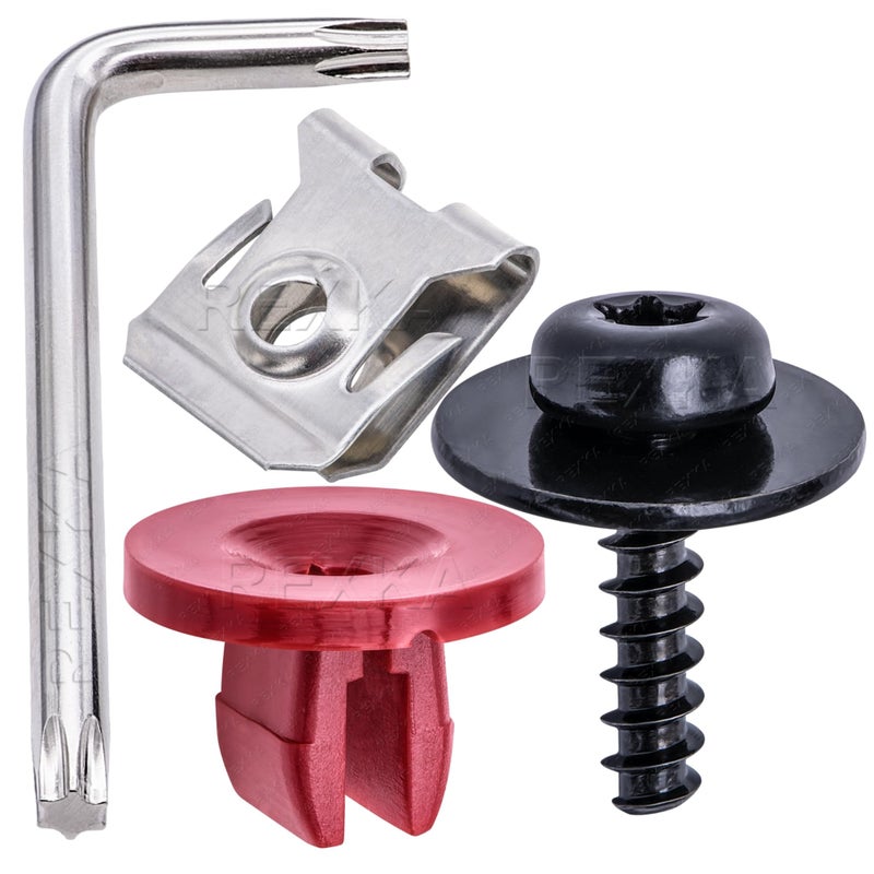 Rexka 20 Sets T30 Engine Splash Shield Guard Undertray Cover Screws Bolt Nut Clip Kit Compatible with Ford Focus Fusion Escape Explorer C-Max Transit Connect Lincoln MKC T30 Screwdriver - Image 1