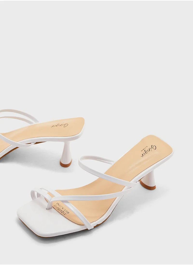 Ginger Square Toe Barely There Heel Sandal