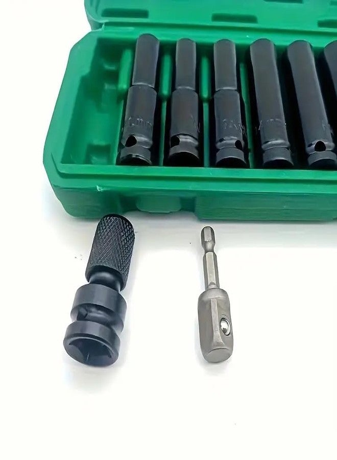 مجموعة مفاتيح ربط صدمية سداسية عميقة 78 مم ذات محرك مربع 1/2 بوصة، 6 نقاط، مقاسات مترية قياسية، مصنوعة من فولاذ CR-V من 10 مم إلى 24 مم (مجموعة مفاتيح ربط صدمية 11 في 1) - Image 1