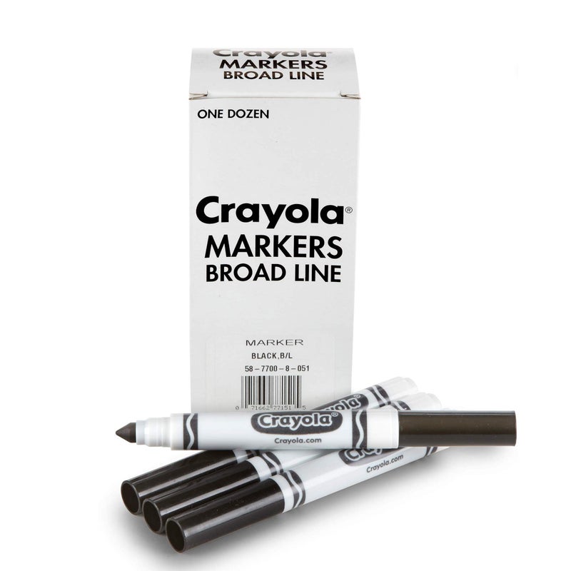 Crayola Broad Line Markers - Black (12ct), Markers for Kids, Bulk School Supplies for Teachers, Nontoxic, Marker Refill with Reusable Box - Image 1