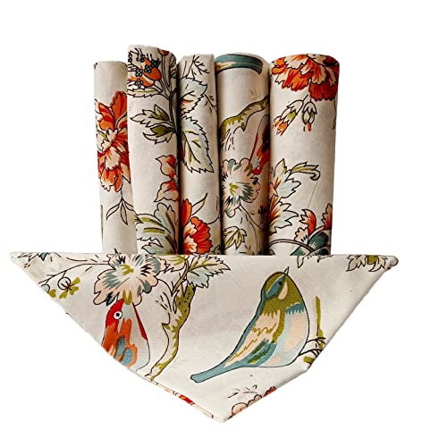 GURU JEE™ Soft Cotton Printed Napkin Bird and Flower for Everyday Use Table Napkins Cloth Set of 6 Dinner Table Napkins 100% Cotton Cloth Napkins Washable - Image 5