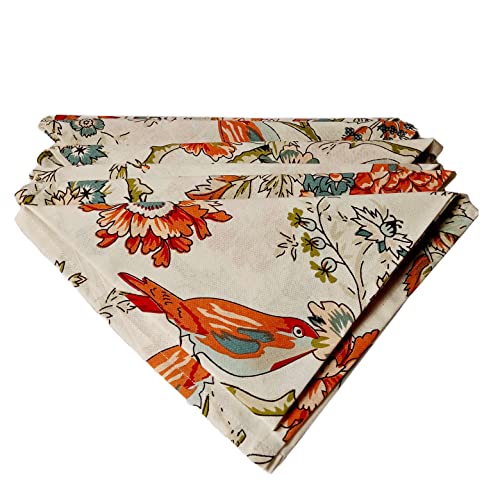 GURU JEE™ Soft Cotton Printed Napkin Bird and Flower for Everyday Use Table Napkins Cloth Set of 6 Dinner Table Napkins 100% Cotton Cloth Napkins Washable - Image 3