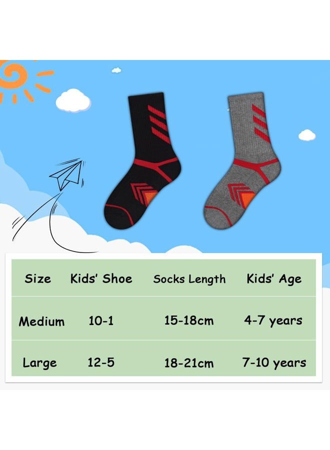 Comfoex Boys Crew Socks Athletic Long Cotton Socks For Kids Half Cushioned Calf Sports Socks 6 Pairs - Image 4