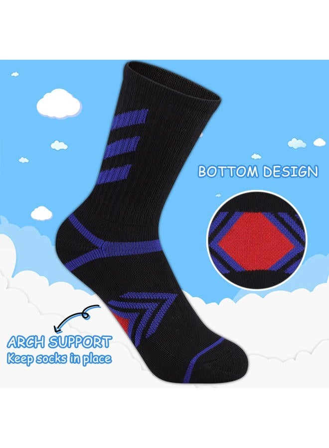 Comfoex Boys Crew Socks Athletic Long Cotton Socks For Kids Half Cushioned Calf Sports Socks 6 Pairs - Image 2