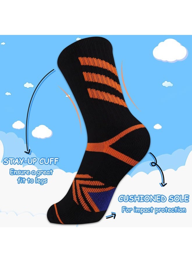 Comfoex Boys Crew Socks Athletic Long Cotton Socks For Kids Half Cushioned Calf Sports Socks 6 Pairs - Image 3
