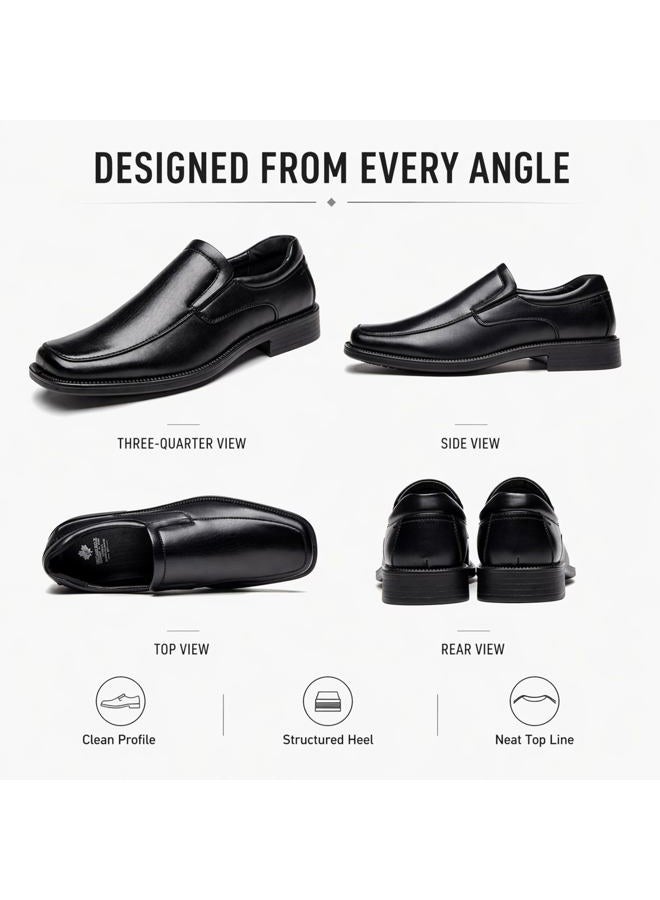 DECARSDZ Men's Square Toe Dress Shoes, Business Casual Slip-On Oxford for Office Work, Lightweight Comfortable Formal Shoes, Black, 10.5 - Image 5