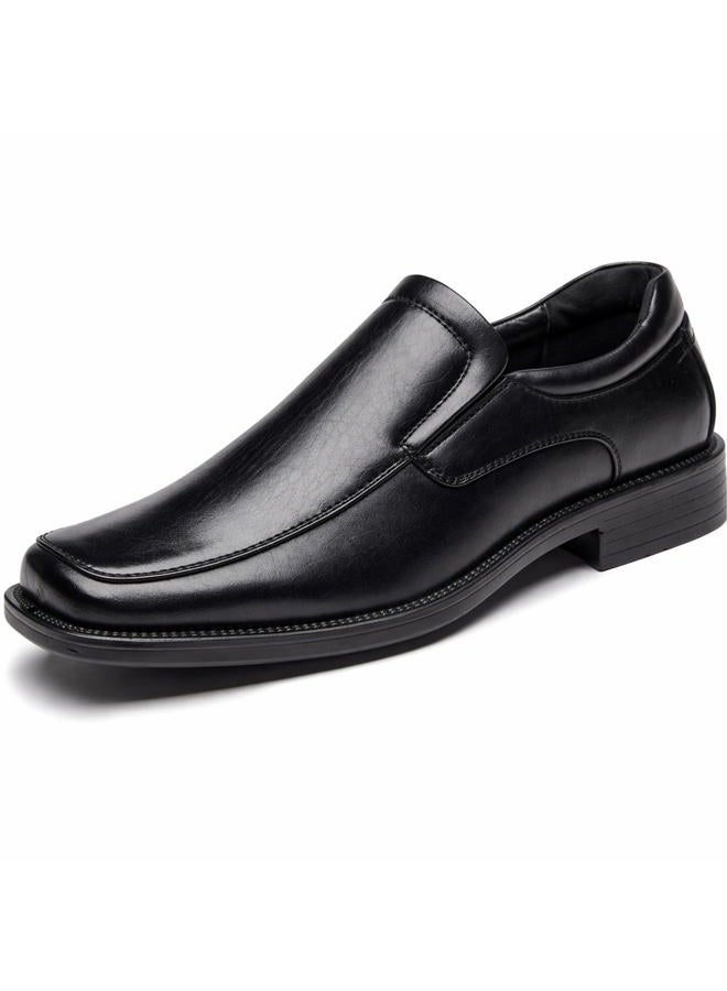 DECARSDZ Men's Square Toe Dress Shoes, Business Casual Slip-On Oxford for Office Work, Lightweight Comfortable Formal Shoes, Black, 10.5 - Image 1