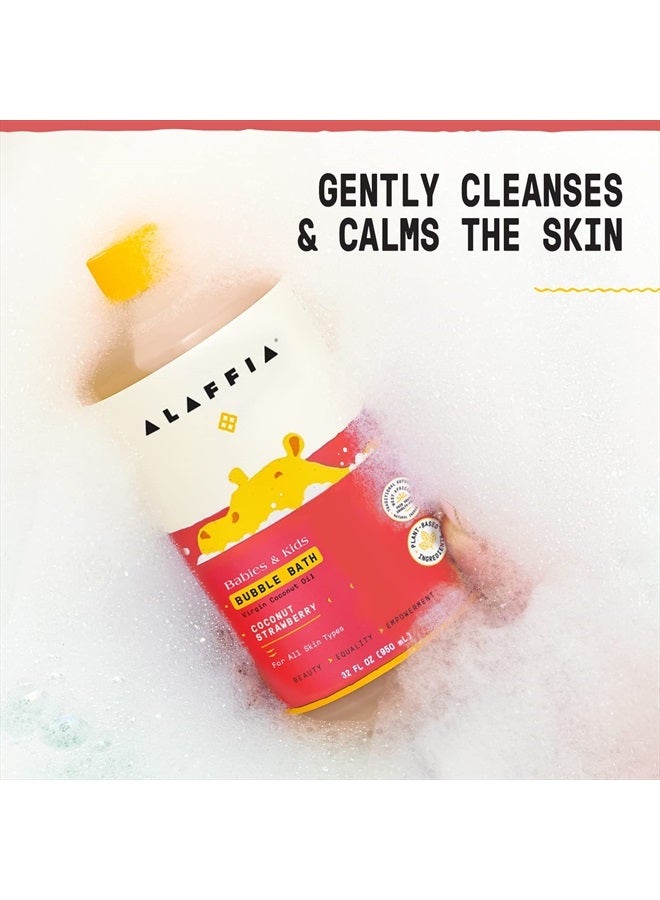 Alaffia Babies and Kids Bubble Bath, Gentle Baby Essentials for Delicate Skin, Cleansing & Calming Bubbles, Plant Based Formula, Vegan, Coconut & Strawberry, 32 Fl Oz - Image 5