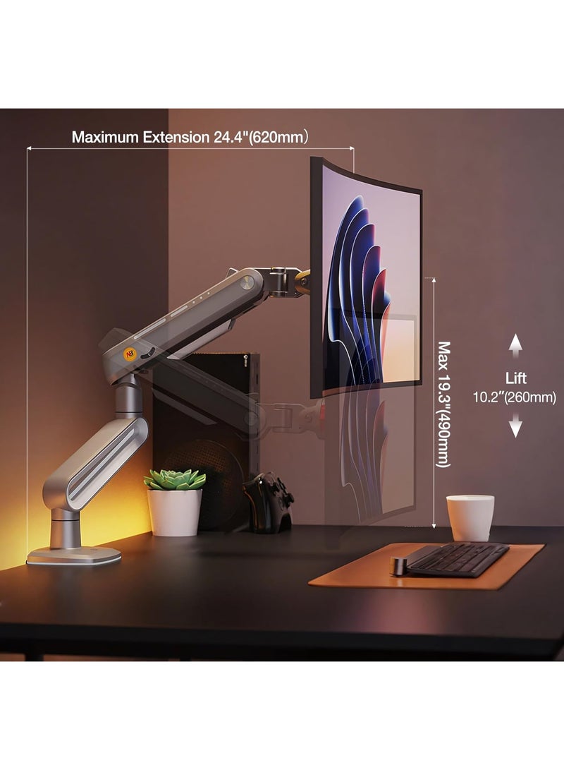 NB NORTH BAYOU NB ERGONOMIC Heavy Duty Gaming Monitor Arm – Fits 27-50 Inch Flat, Ultrawide & Curved Screens – Supports Up to 18 kg – VESA 75/100 mm - Image 4