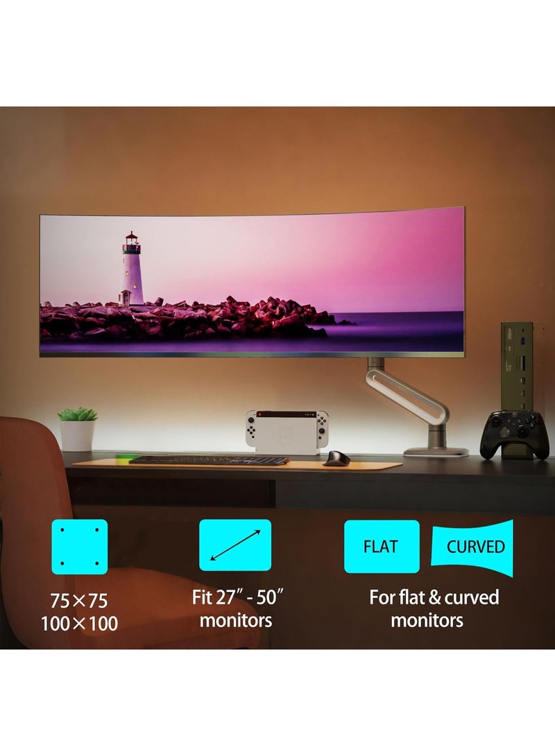 NB NORTH BAYOU NB ERGONOMIC Heavy Duty Gaming Monitor Arm – Fits 27-50 Inch Flat, Ultrawide & Curved Screens – Supports Up to 18 kg – VESA 75/100 mm - Image 3
