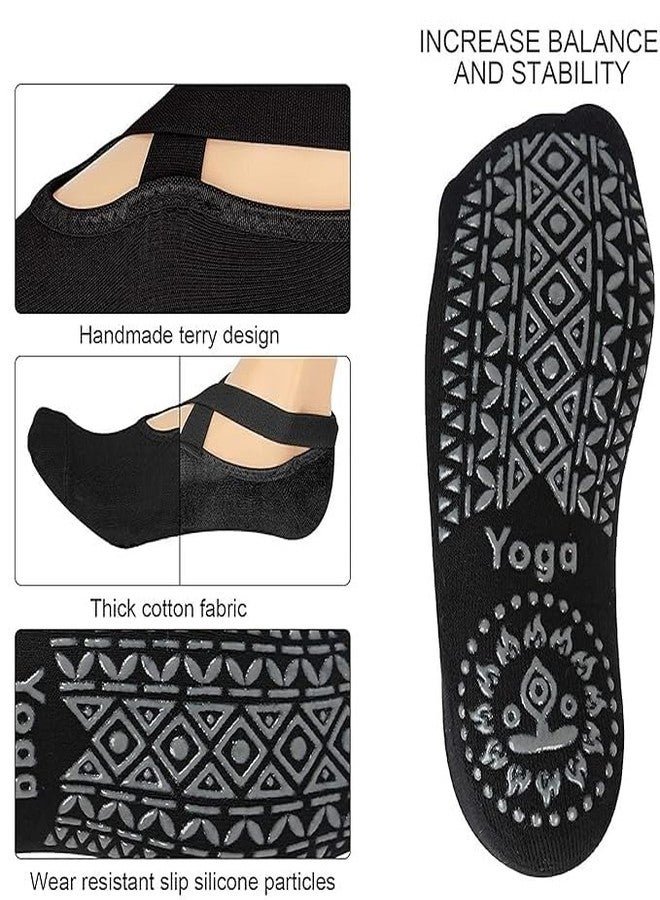 Judee Non-Slip Yoga Socks with grips, Anti Bacterial Anti-Skid Yoga Pilates Dance Ballet Cotton Walking & Bikram Fitness Socks Open Toe Socks (Black) - Image 2