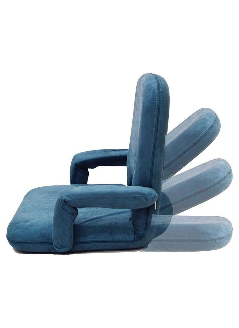 SMART HOME Padded, comfortable and soft to the touch foldable floor chair with armrest, picnic seat, sports chair, outdoor chair and garden chair 50 x 40 x 50 cm  - Image 2