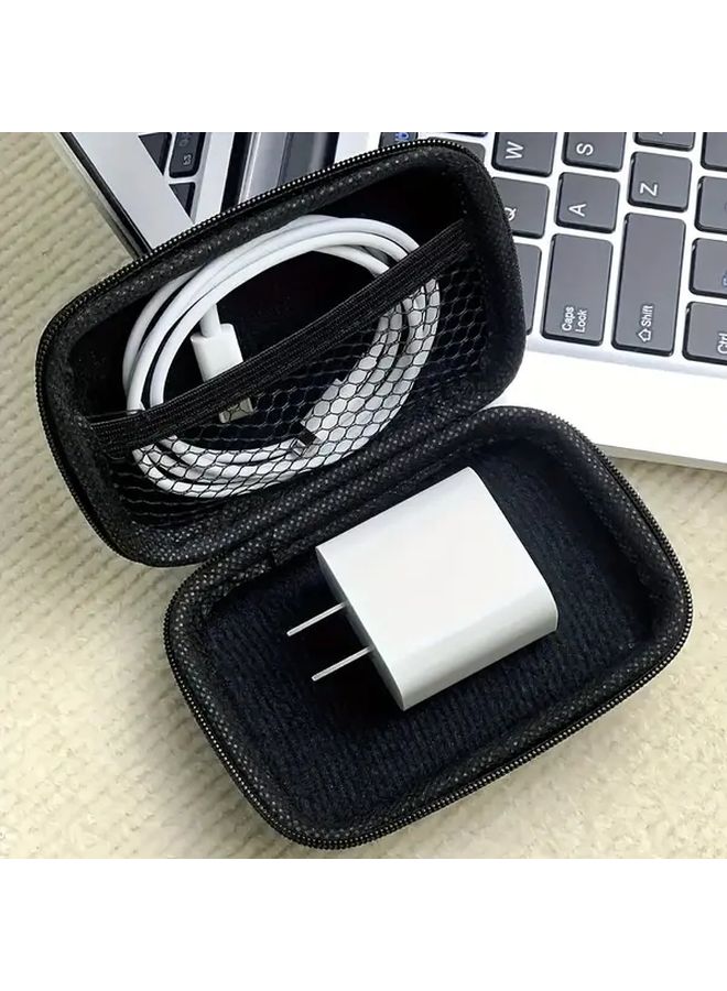 Black Heart Shaped Storage Case For Earphones And Chargers With Zipper - Image 4