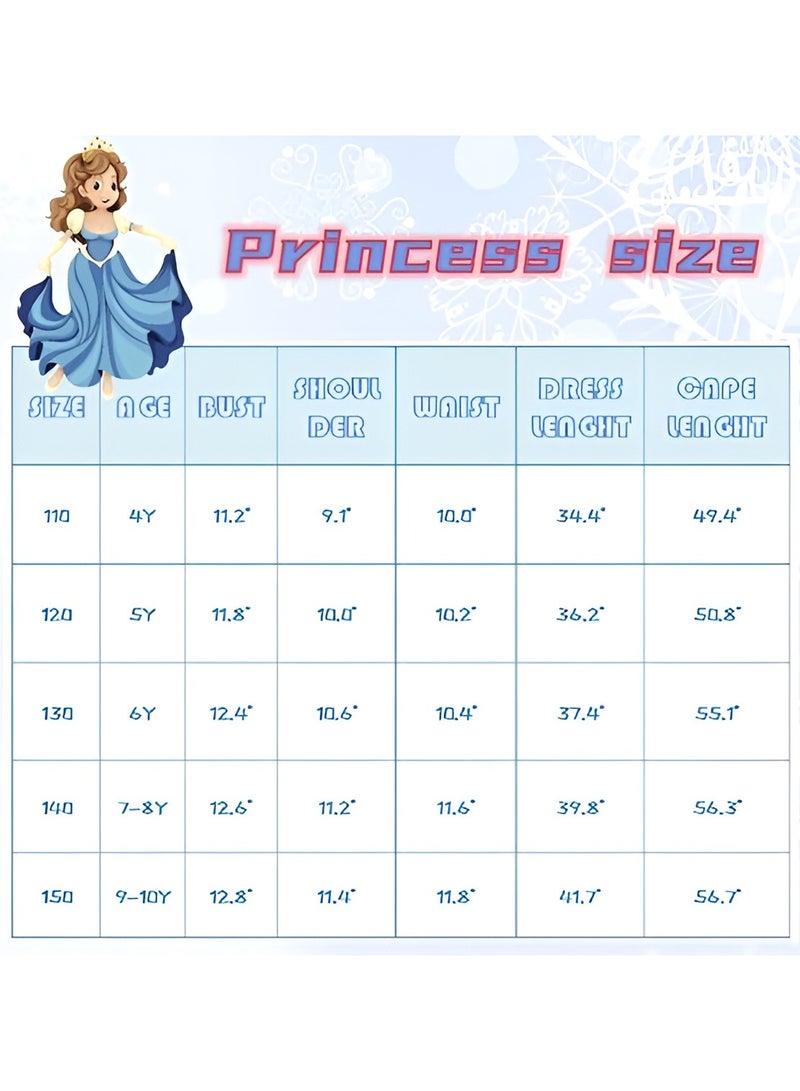 Princess Elsa Dress for Girls, Elsa Cstume for Toddler Birthday Party Dress Up with Accessories Crown + Wand + Necklace + Ring + Earrings + Gloves  - Image 4