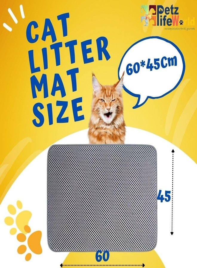 VAYINATO® Grey Cat Litter Mat For Litter Box | Anti Slip Honey Comb Double Layer Design | Water Proof | Washable | Easy to Clean | Soft On Paws By PetzLifeworld (60 * 45 cm) - Image 3