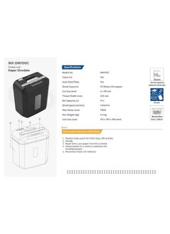 Maxi Maxi Paper Shredder 10-Sheet Cross-Cut, for Home and Office, Shred Paper Clips, Staples and Credit Cards  - Image 5