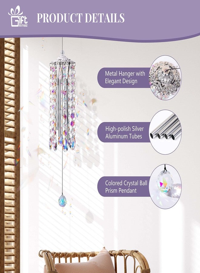 GiftAmaz Crystal Suncatcher Wind Chimes with 4 Tuned Tubes, Hanging Prism Rainbow Maker Chandelier Crystal Pendant Wind Chime Window Hanging Ornament Unique Gift for Women Friends Home Garden Decor - Image 4