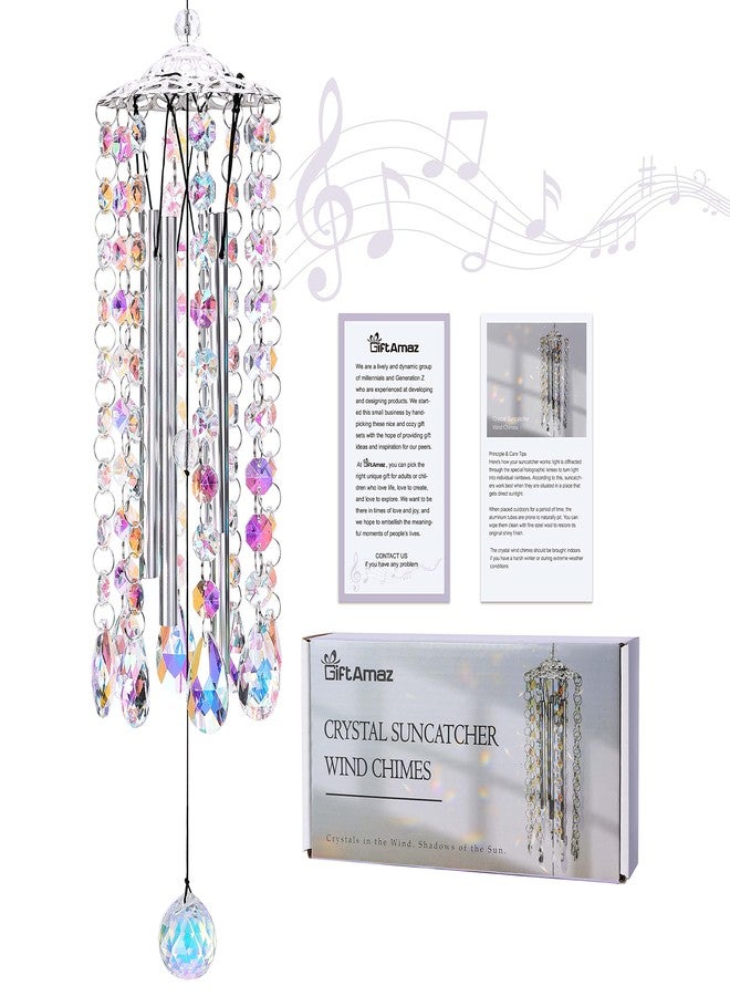 GiftAmaz Crystal Suncatcher Wind Chimes with 4 Tuned Tubes, Hanging Prism Rainbow Maker Chandelier Crystal Pendant Wind Chime Window Hanging Ornament Unique Gift for Women Friends Home Garden Decor - Image 1