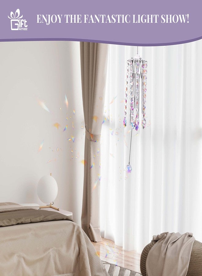 GiftAmaz Crystal Suncatcher Wind Chimes with 4 Tuned Tubes, Hanging Prism Rainbow Maker Chandelier Crystal Pendant Wind Chime Window Hanging Ornament Unique Gift for Women Friends Home Garden Decor - Image 5