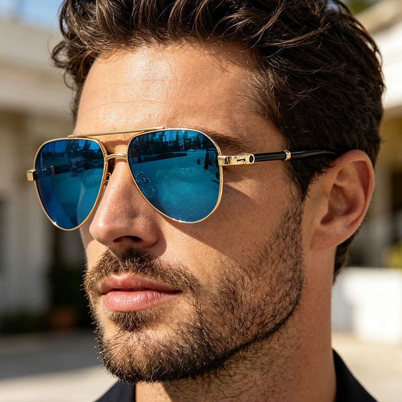 Men's Polarized Aviator Metal Sunglasses - Image 1