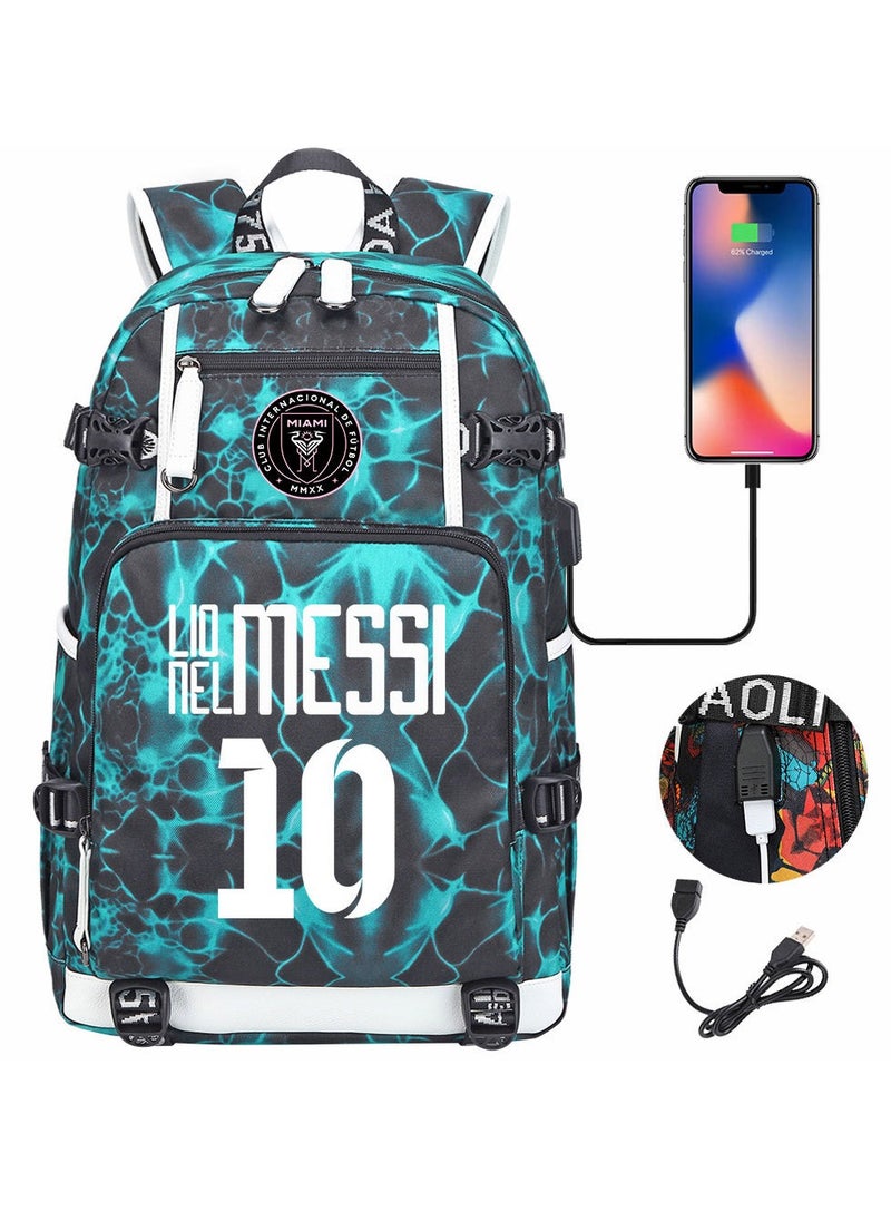 MESS Sports Football Star Printed Youth Leisure Travel Backpack 