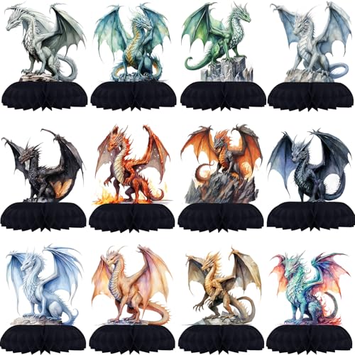BonBeeDesign 12 Pack Dragon Table Decorations Dragon Party Decorations for Kids Birthday and Themed Events Dragon Table Toppers - Image 1