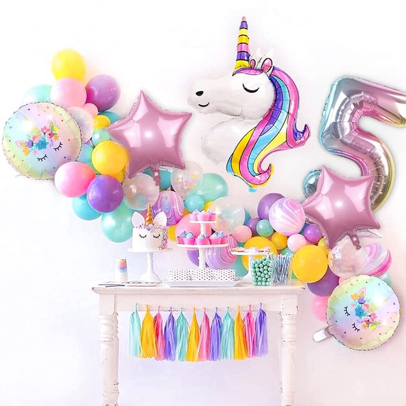 DUILE Unicorn Balloons Unicorn Birthday Party Decorations for Girls Foil Balloons Set Macaron and Rainbow Balloon Wedding Baby Shower Party Supplies (5) - Image 4
