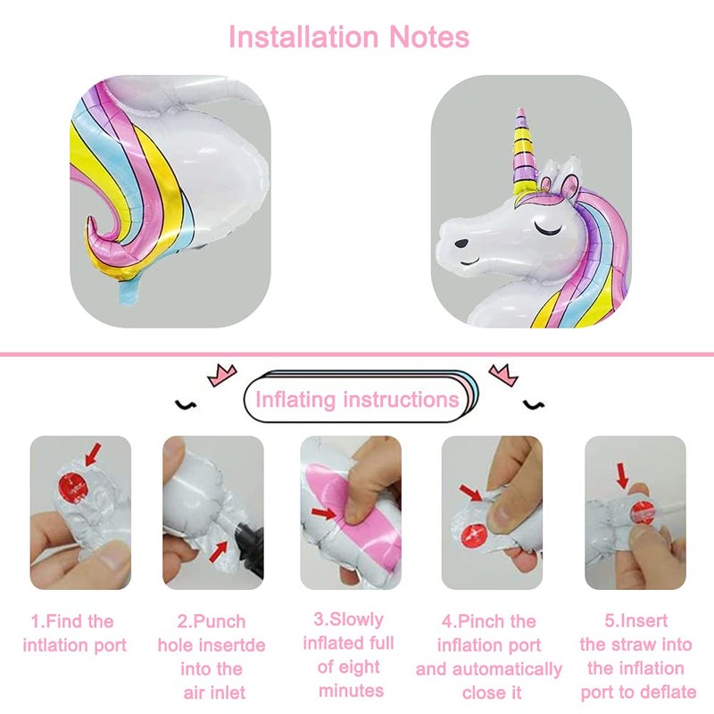 DUILE Unicorn Balloons Unicorn Birthday Party Decorations for Girls Foil Balloons Set Macaron and Rainbow Balloon Wedding Baby Shower Party Supplies (5) - Image 5