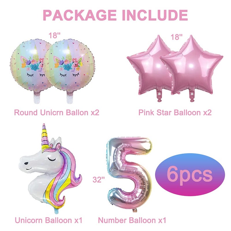 DUILE Unicorn Balloons Unicorn Birthday Party Decorations for Girls Foil Balloons Set Macaron and Rainbow Balloon Wedding Baby Shower Party Supplies (5) - Image 2