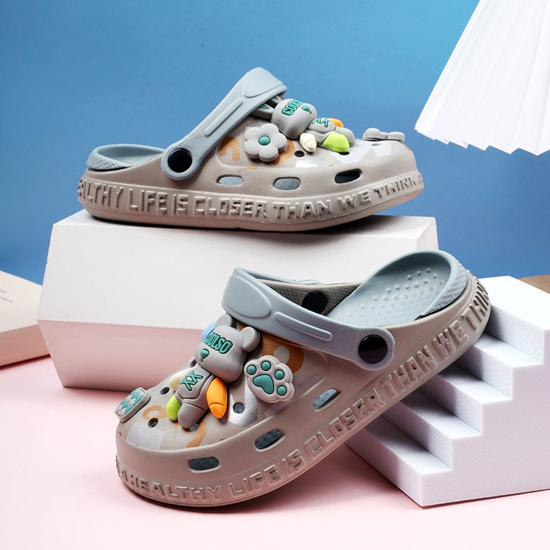 Children'S Slippers For Summer Outer Wear, Breathable Toe-Cap Sandals For Boys And Girls, Dual-Purpose Beach Sandals For Small And Medium-Sized Kidsren, Cute Clogs For Men - Image 2
