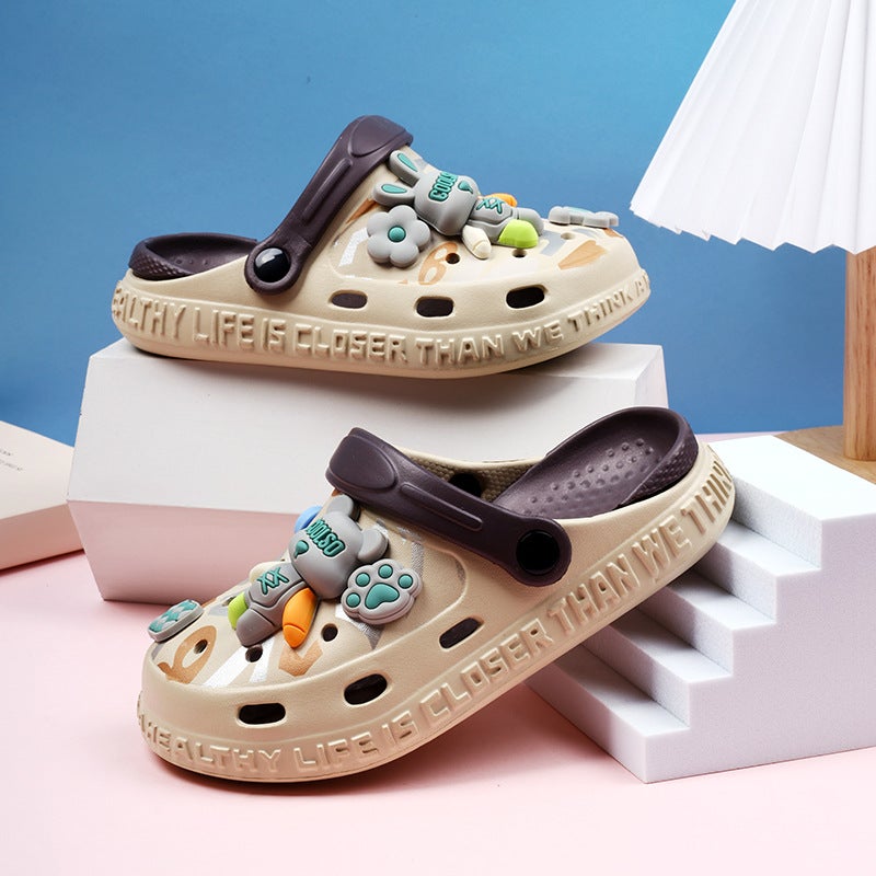 Children'S Slippers For Summer Outer Wear, Breathable Toe-Cap Sandals For Boys And Girls, Dual-Purpose Beach Sandals For Small And Medium-Sized Kidsren, Cute Clogs For Men - Image 4
