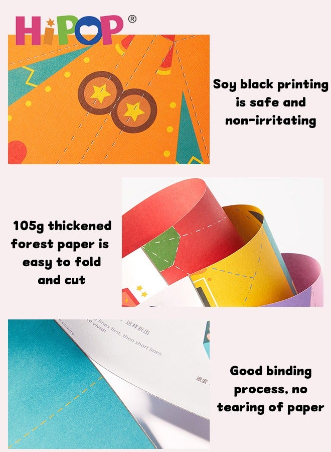 HIPOP Toddler Scissor Activity, Cutting Activity Books for Kids Age 5+, Art Supplies & Crafts Kit for Kids, Scissor Skills Preschool Workbook with Stickers and Certificate - Image 5