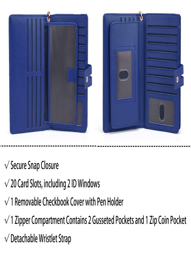 UTO Wristlet Wallet for Women Detachable Checkbook Holder Card Bill Phone Organizer Large Clutch Purse - Image 5