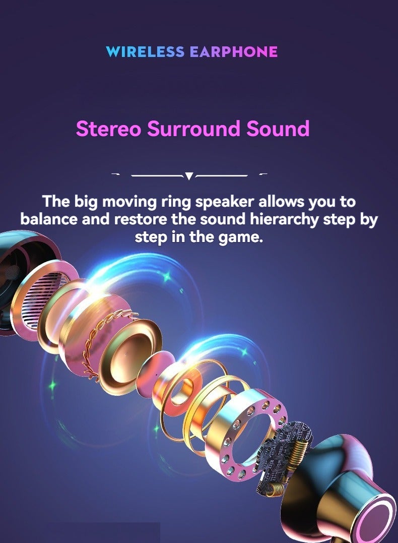 Neck-mounted digital display e-sports wireless Bluetooth headset with plug-in card, trendy color-changing light music hanging neck headset (green) - Image 4