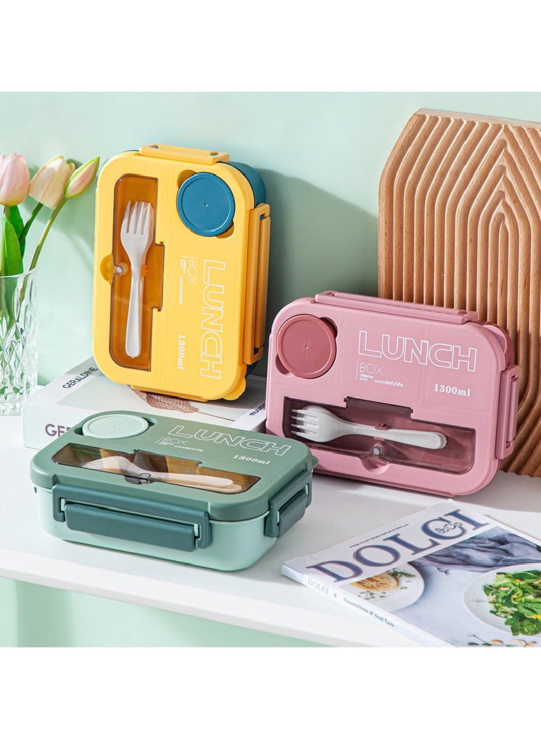SUMAKA Lunch Box 1300ml 4 Compartments Student Sealed Adult With Spoon And Fork Leak Proof Microwavable - Image 5