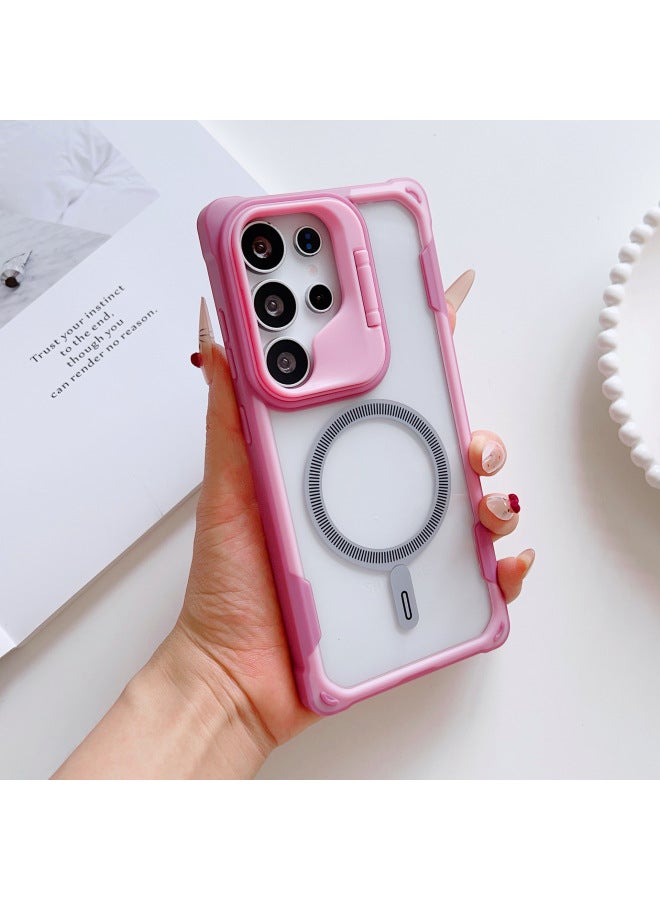 Suitable For Samsung S25ultra Mobile Phone Case Lens Cover, Stand, Skin-feel Dual-color, S24plus Magnetic Anti-drop