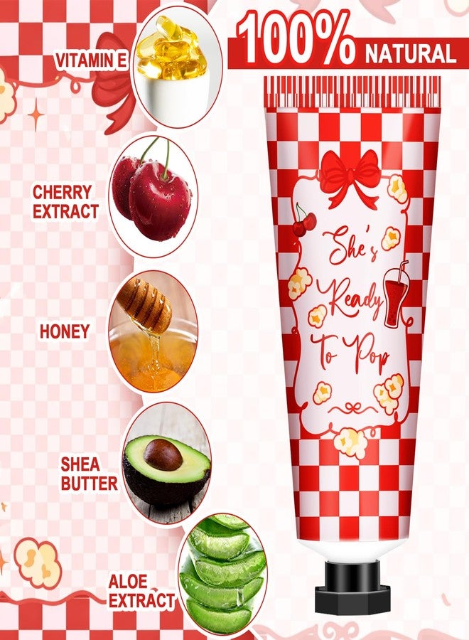 Dimsile 60 Sets She's Ready to Pop Baby Shower Hand Cream Gifts Bulk Coquette Cherry Soda Hand Lotions with Thank You Tags Organza Bag Pink Red Checkered Baby Shower Party Favors for Guests Bridal Wedding - Image 3