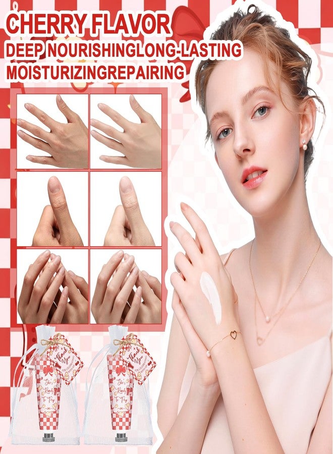 Dimsile 60 Sets She's Ready to Pop Baby Shower Hand Cream Gifts Bulk Coquette Cherry Soda Hand Lotions with Thank You Tags Organza Bag Pink Red Checkered Baby Shower Party Favors for Guests Bridal Wedding - Image 4