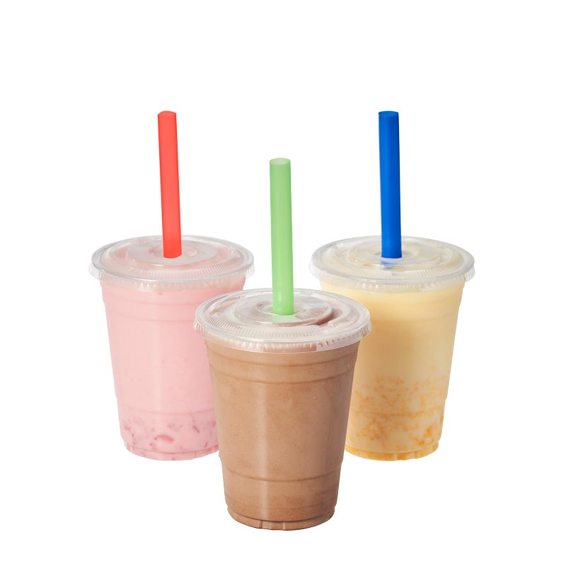 FULING Clear Plastic Cups With Lids Disposable Cups for Iced Drinks Coffee Tea Smoothie Bubble Boba 100 Sets 16 oz