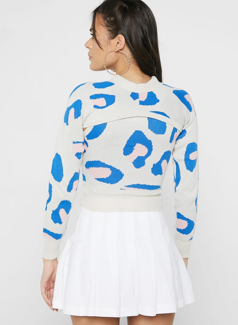 Ginger Printed Vest & Cropped Sleeve Cardigan